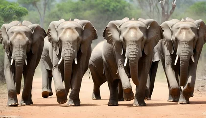 Foto op Aluminium A-Group-Of-Elephants-Marching-In-Unison- © Hayat