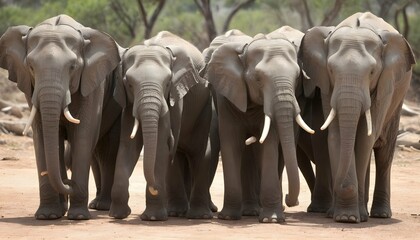 A-Group-Of-Elephants-Socializing-With-Each-Other- - obrazy, fototapety, plakaty