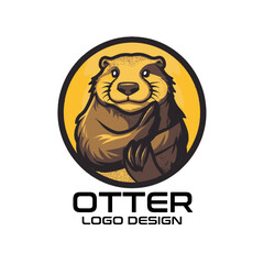 Otter Cartoon Vector Logo Design