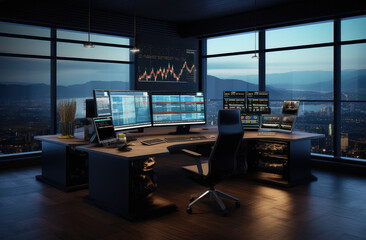 High-Tech Trader's Command Center Office