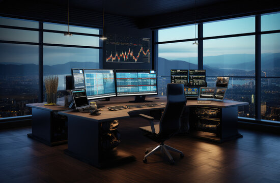 High-Tech Trader's Command Center Office