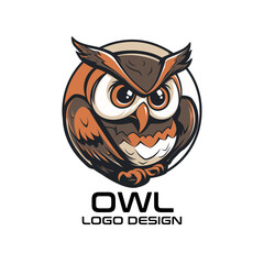 Owl Cartoon Vector Logo Design