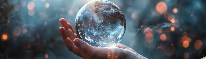Crystal ball emanating hazy images of the future, revealing secrets yet to unfold