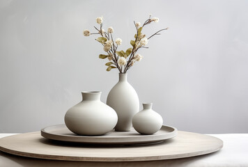 Minimalist Ceramic Vase Collection with Floral Touch