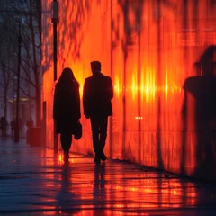 Raamstickers Urban landscape during twilight with captivating silhouettes. © 3r1k_ai