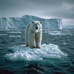 Fototapeten Polar bear on a ice floe in Arctic © 3r1k_ai