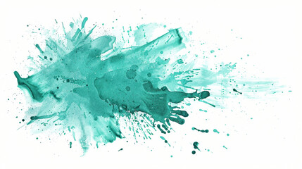 Seafoam green paint splatter on a pure white background