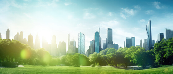 Obraz premium Sunrise Over Green City Park Landscape