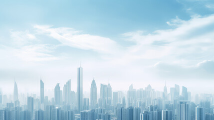 Serene Skyline: Cityscape Under Blue Skies