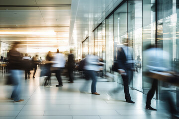 Dynamic Corporate Hustle in Modern Glass Building