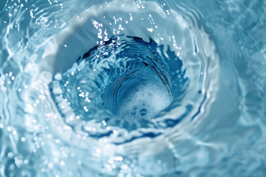 Flushing down water in a toilet bowl