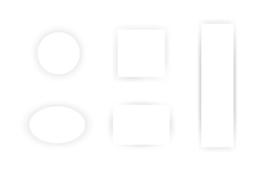 Round, oval, rectangular, shape with shadow, mockup for inscription, on white background. for cards, invitations