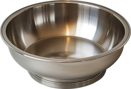 Empty stainless steel bowl isolated.