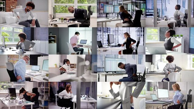 African American Man Back Pain At Work