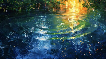 A painting that uses Impressionist techniques to capture the play of light on water, 