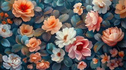 A pastel painting that explores the delicate beauty of a flower garden in full bloom, with vibrant...