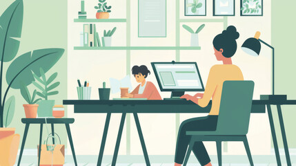 Home Office with Two People