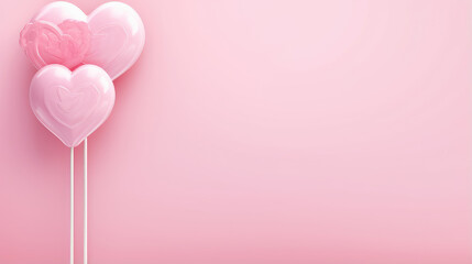 Sweet Heart Balloons on a Pink Background - obrazy, fototapety, plakaty