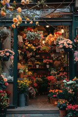 Fototapeta na wymiar A shop selling beautiful colorful flowers