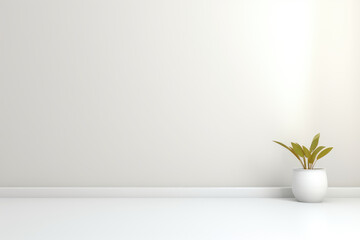 Minimalist White Room With Green Plant Accent