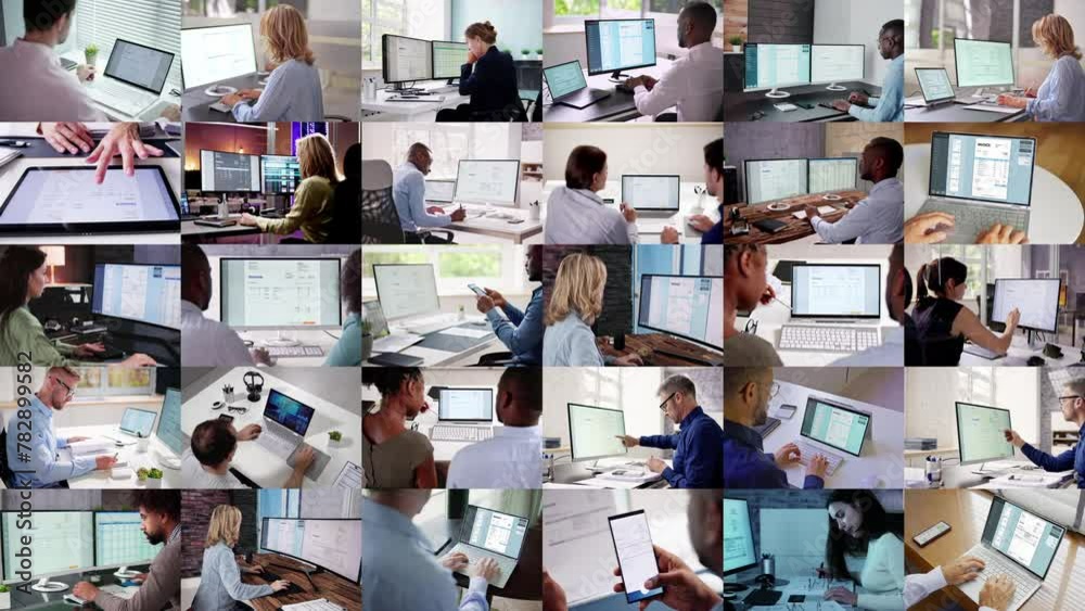 Poster invoice accounting software on computer