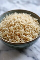A Bowl Filled with White Rice, Ready to Be Served and Eaten.