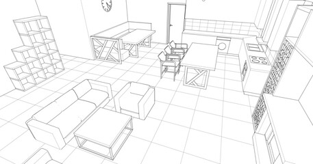 house plan interior 3d rendering