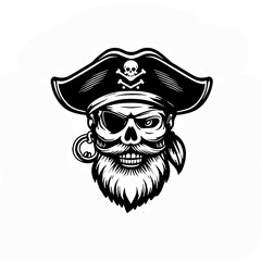 illustration logo design a pirate skull and crossbones