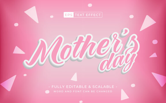 Editable text effect Happy Mother's Day template style premium vector - pink sweet