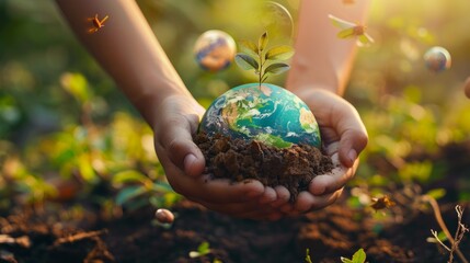 World environment day, earth day, conservation concept. World environmental protection. Ecology, nature, planet concept, and safe nature earth day concept.