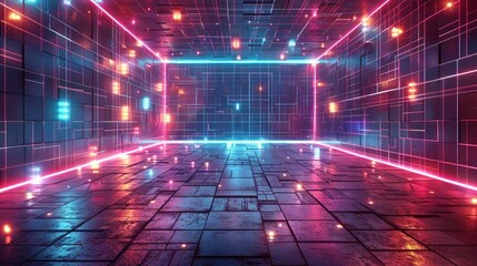 Explore the realms of technology and artistry with this futuristic 3D wall frame mockup