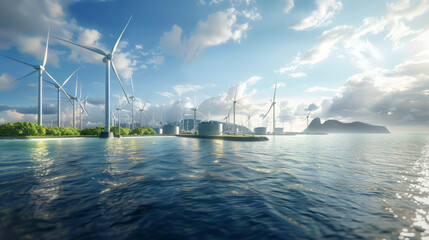 Sustainable Energy Wind Farm Seascape