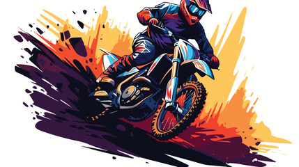 Design of creative moto cross driver symbol 2d flat - obrazy, fototapety, plakaty