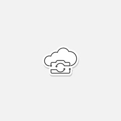 Photo Server data cloud icon sticker isolated on gray background