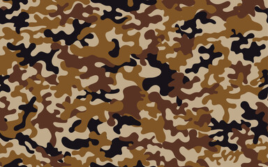Camouflage military army vector seamless pattern retro style clothing orange colors repetition fabric textile print design