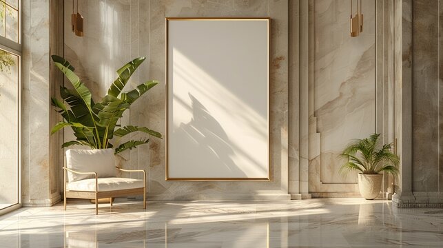 Redefine elegance with this contemporary 3D wall frame mockup boasting matte gold frames