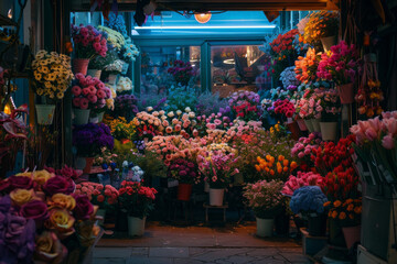 A shop selling beautiful colorful flowers
