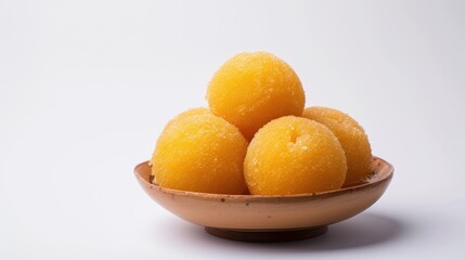Delicious Indian Sweet Balls (Laddu or Ladoo) Served on Plate, Ready To Be Eaten.