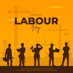 Happy Labour Day Post and Greeting Card. International Worker's Day Celebration. 1st May - Labor Day Vector Illustration