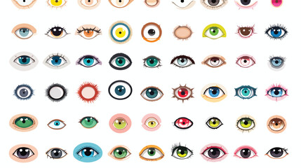 Design of eyes looking illustration 2d flat cartoon