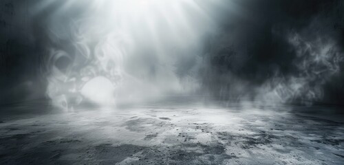 Mystical Foggy Landscape with Dramatic Sunlight