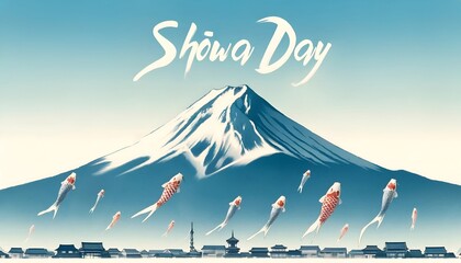 Watercolor style illustration for showa day with a serene  scene of mount fuji.