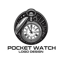 Pocket Watch Vector Logo Design