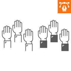 Democracy line and solid icon, outline style icon for web site or mobile app, election and politics, demonstration voter vector icon, simple vector illustration, vector graphics.