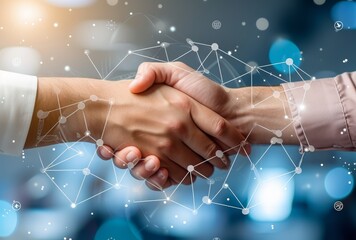 two business people shake hands - obrazy, fototapety, plakaty