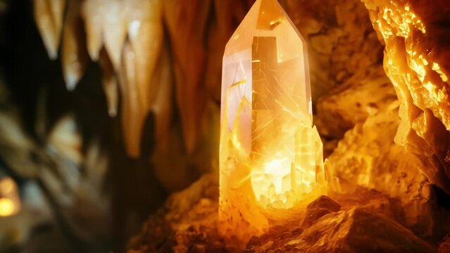 A spellbinding dance of light and shadows plays out in a mysterious cave where the walls seem to pulsate with otherworldly energy. . .