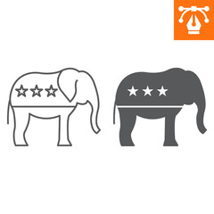 Republican elephant line and solid icon