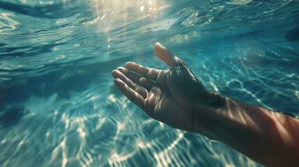 Underwater Grace - Serene Hands Gliding in Sunlit Water
