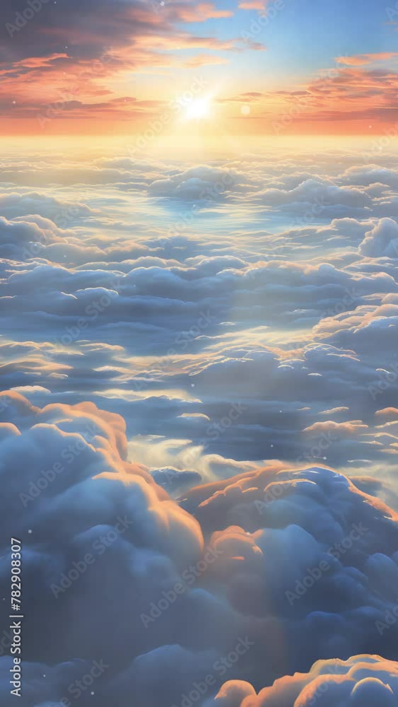 Wall mural vertical sunset over the view of the clouds above story reel conception