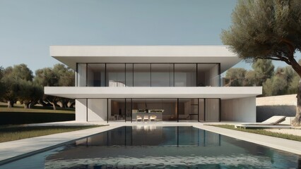 Modern design architecture house villa, mansion with swimming pool - 782908508